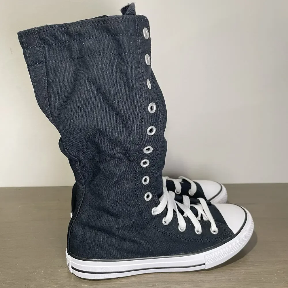 Converse Kids Size 3 Shoes NEW Knee High Chuck Taylor All Star XHi Black Zip Up